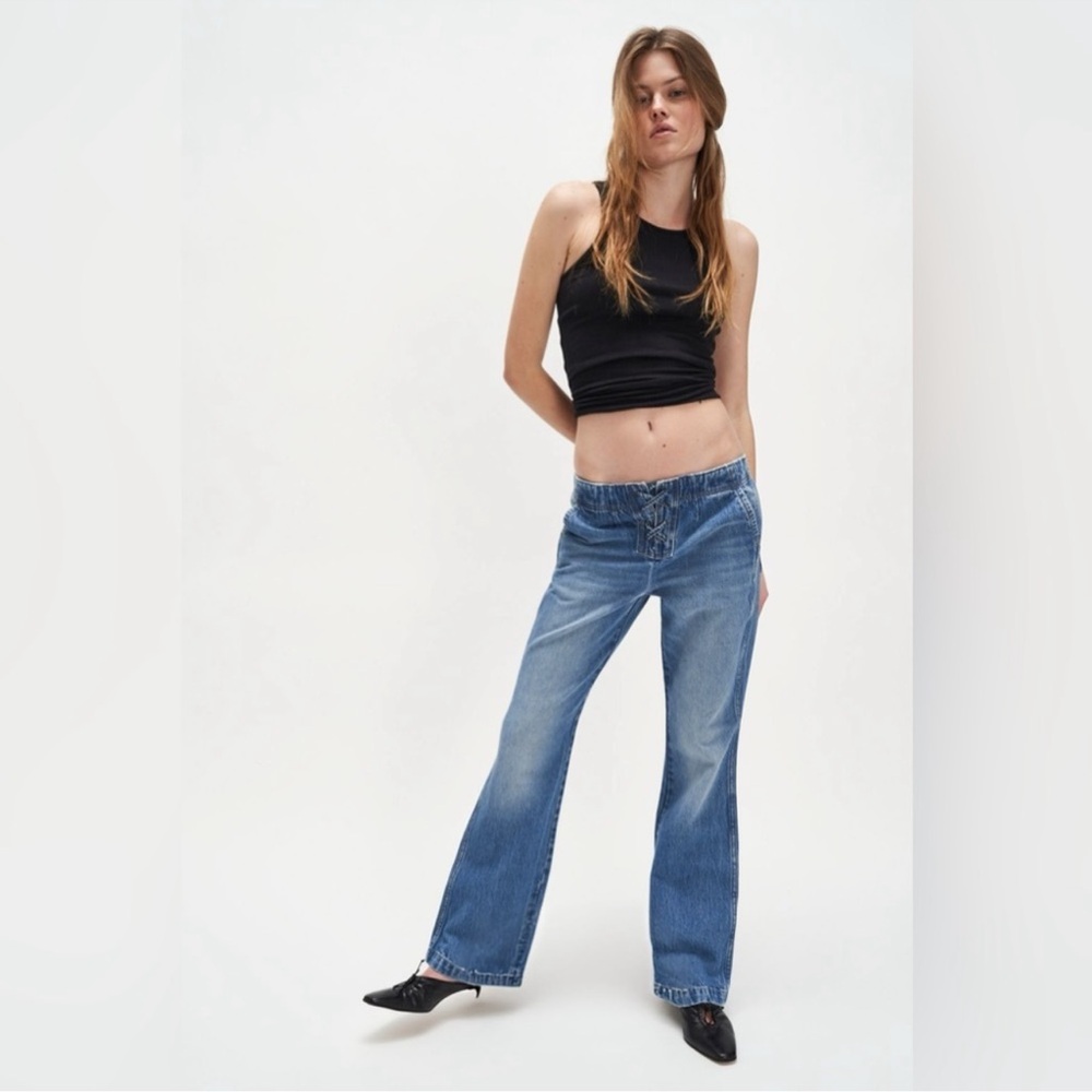 Free People x Wrangler Tie Front Bootcut Jeans NWT